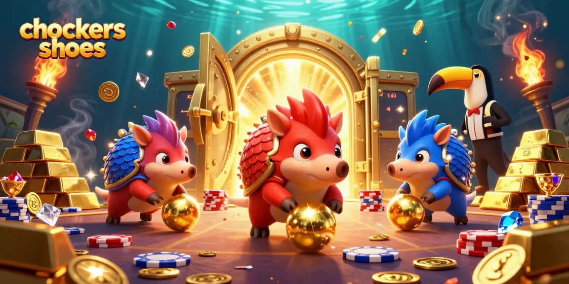 Chockers shoes ignite excitement by featuring rival pangolins bowling through poker chips.