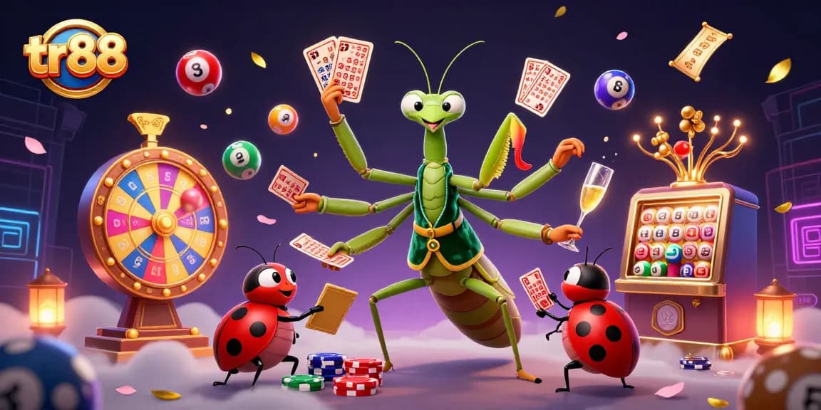 Engage in thrilling games at TR88 with a vibrant 3D casino scene showcasing excitement