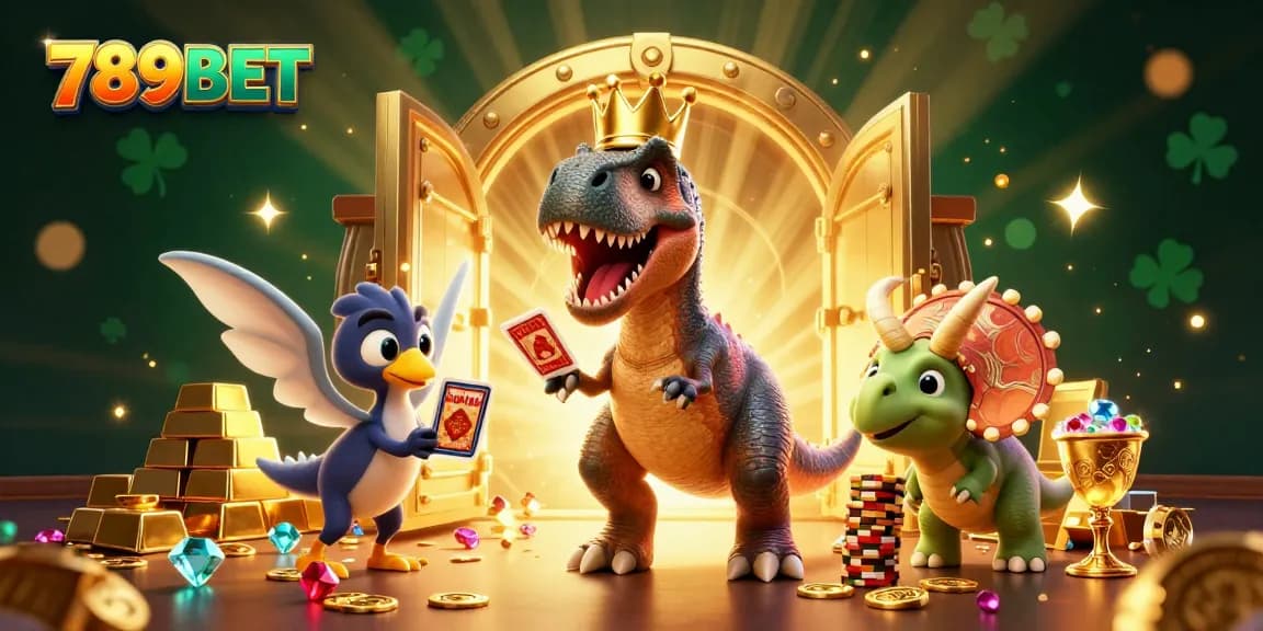 Experience thrilling gaming at 789BET with dinosaurs, jewels, and golden treasures.