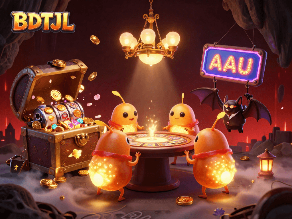 Experience thrilling gameplay in a vibrant cave casino scene with BDTJL, featuring glowworms and rich visuals.