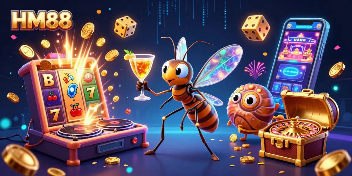 Engage with exciting gameplay at HM88, featuring vibrant gaming elements, lively characters, and casino excitement.