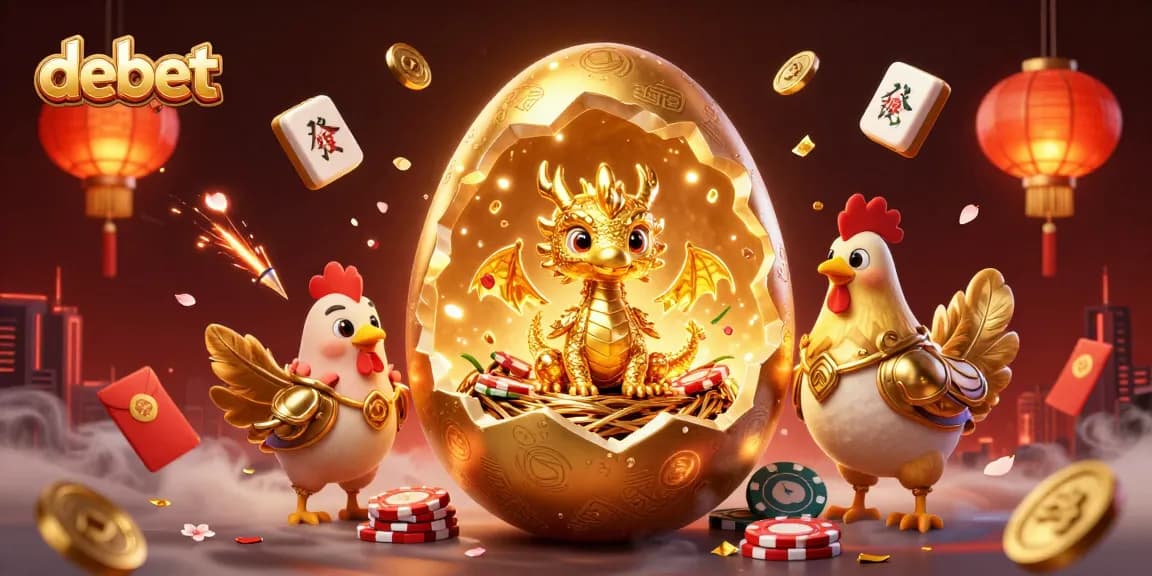 Experience debet with a captivating 3D scene of a golden dragon amidst rich casino elements.