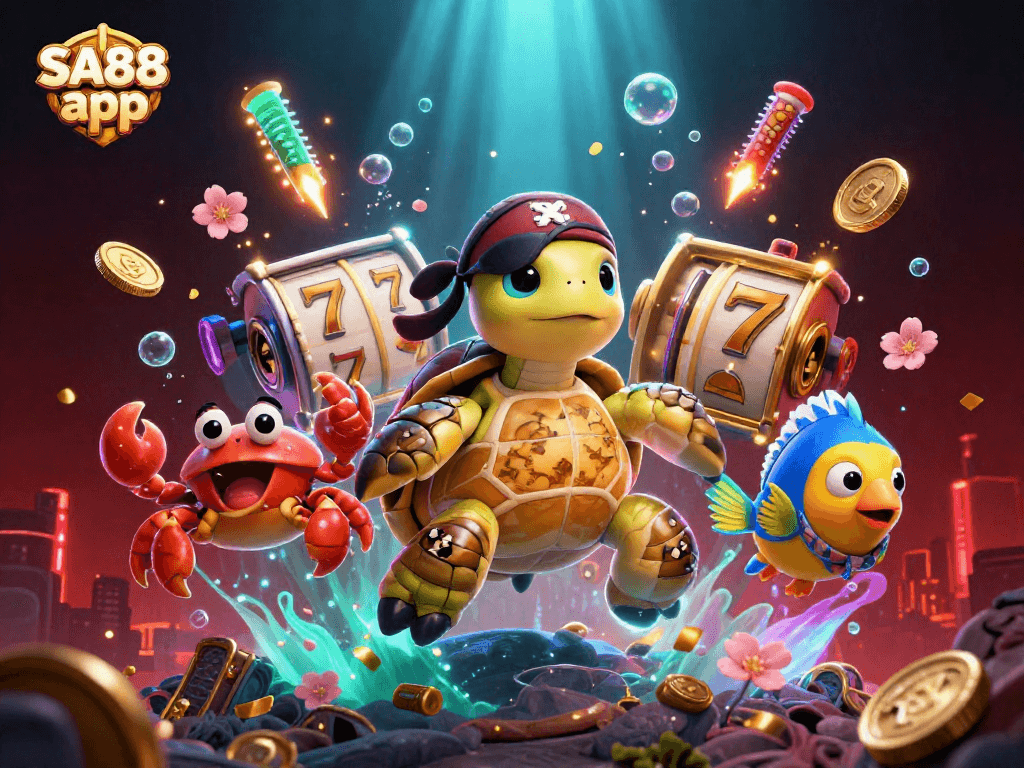Experience thrilling action with the SA88 app featuring vibrant casino elements and treasure-filled adventure.