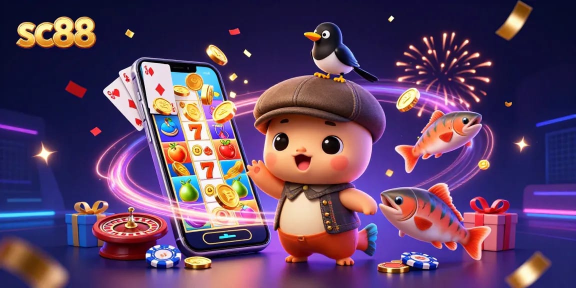 Engage with sc88 while winning big with 3D baby Nessie and vibrant slot game elements.