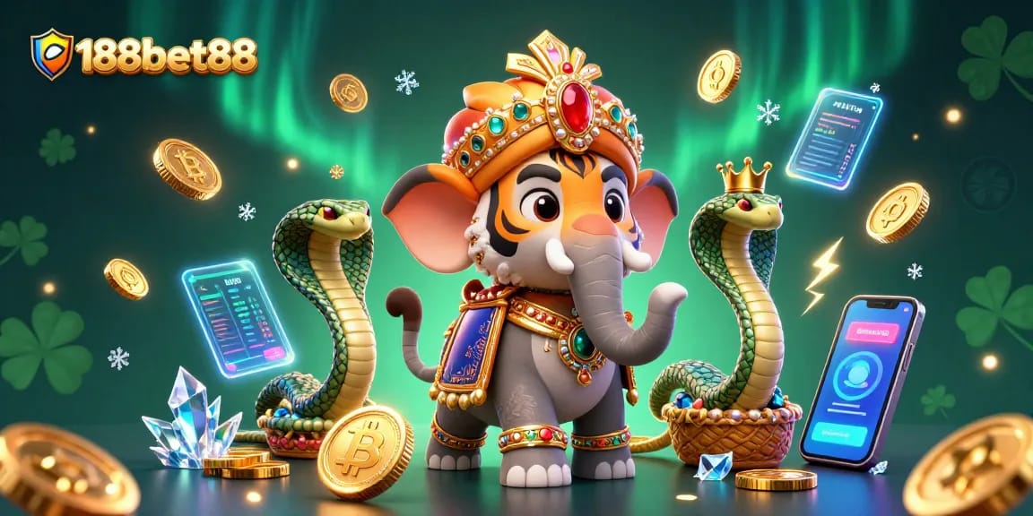 Engage in thrilling gaming at 188bet88 with a vibrant casino-themed illustration showcasing rich elements.