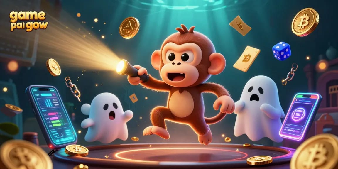 Engage with game pai gow in a vibrant, chaotic casino scene featuring animated dancing elements and strategic play.