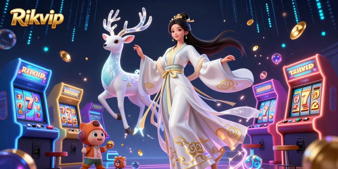 Experience thrilling games at Rikvip, featuring vibrant slot machines and captivating casino elements.