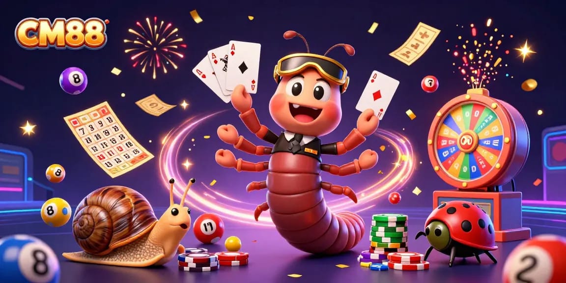 CM88 dealers showcase exciting gambling elements with colorful lottery balls and festive celebration effects.