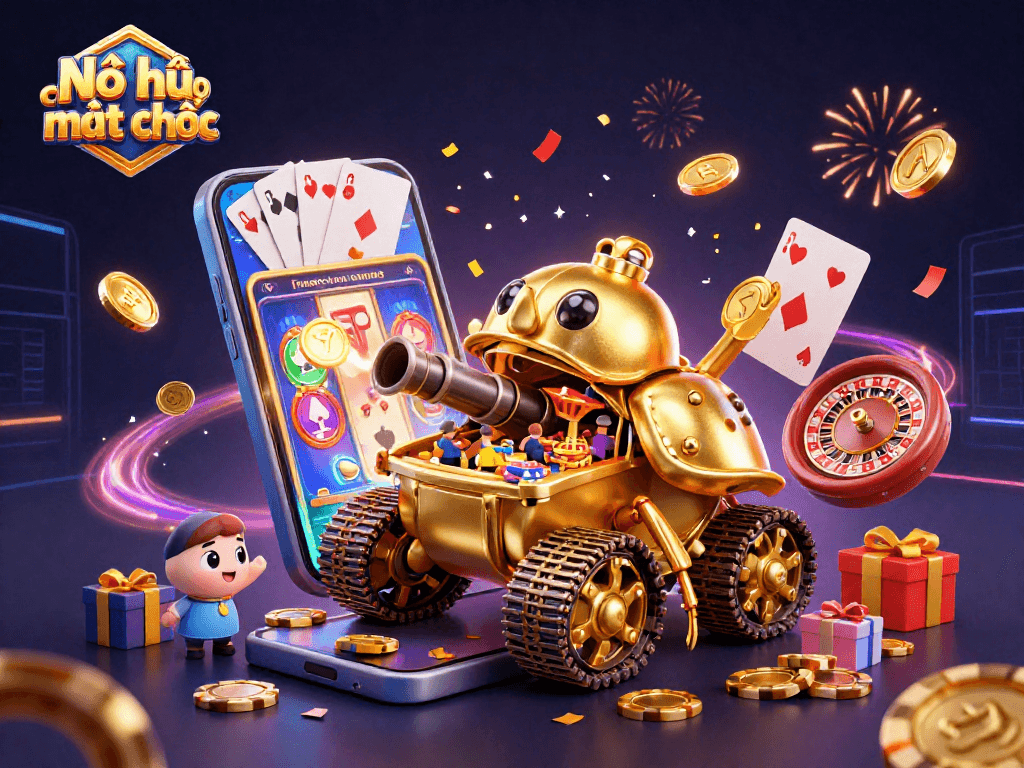 Nổ hũ đường mạt chược features golden beetle tank casino bursting with excitement and slot game elements.
