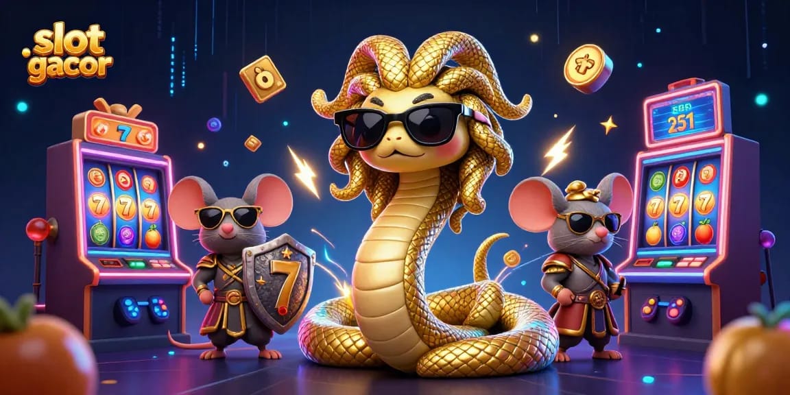 Spin the reels and win with slot gacor, a vibrant scene showcasing dynamic characters and casino elements.