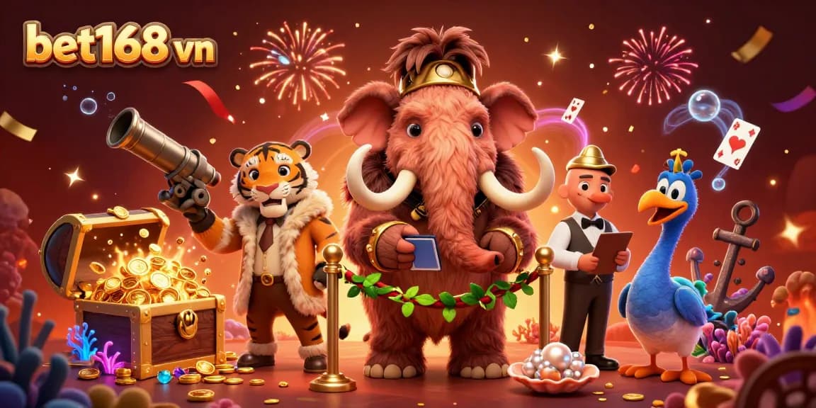 Join the excitement at bet168 vn with vibrant casino characters and thrilling game elements.