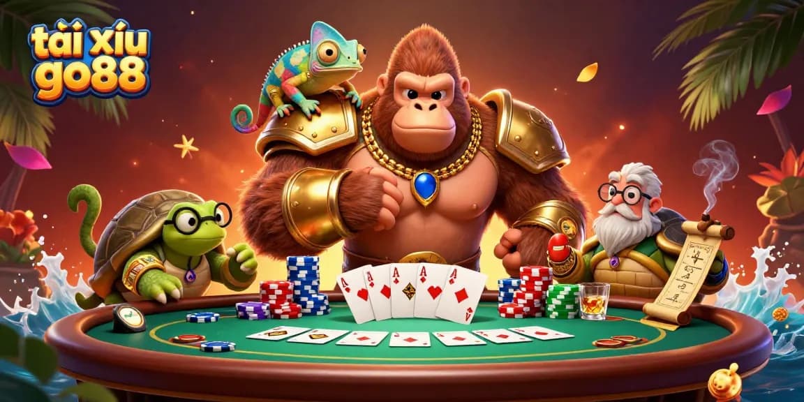 Engage in thrilling gameplay of tài xỉu go88 amidst vibrant casino scenes and colorful game elements.
