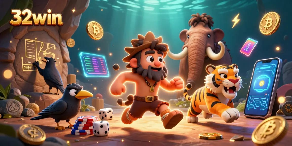 Enter the dynamic world of 32win as cavemen and a sabertooth tiger run an ancient casino.