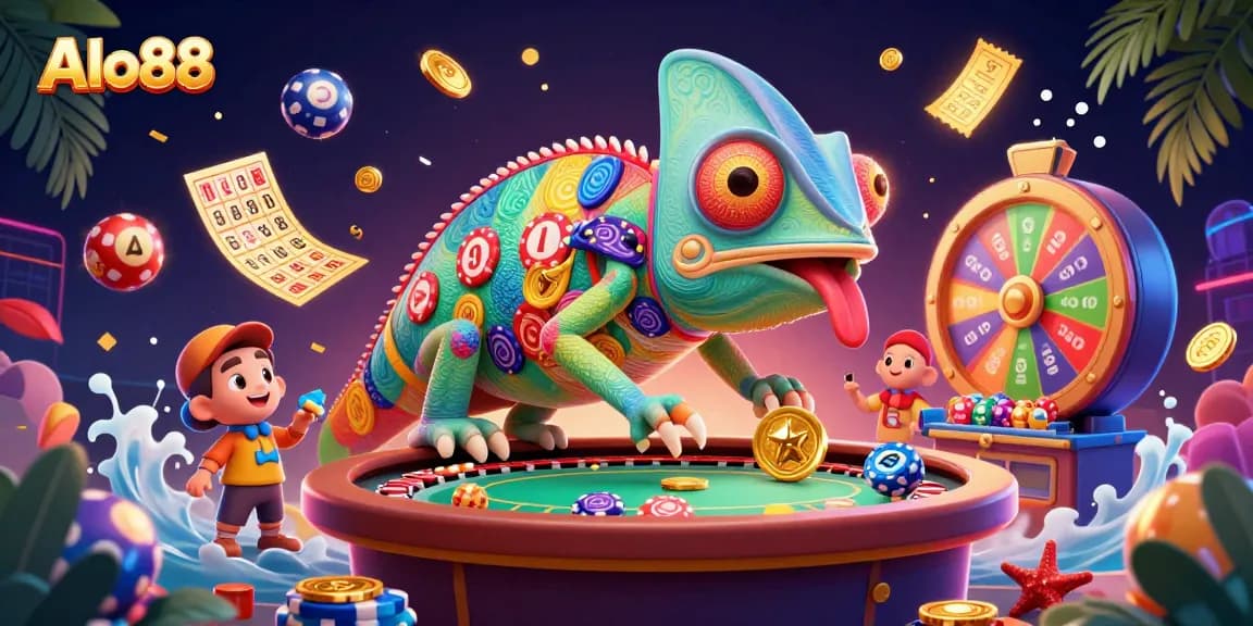 Alo88 engages players with a vibrant array of lottery elements and dynamic casino visuals, showcasing exciting gaming opportunities.