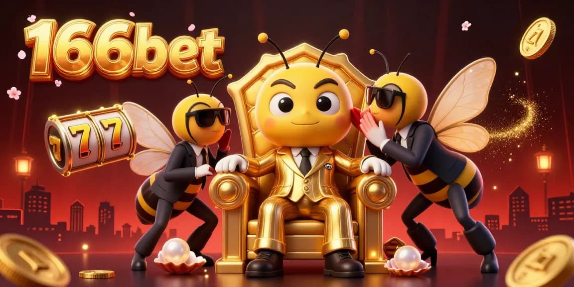 Engage with thrilling moments at 166bet as a cartoon mob boss oversees a vibrant casino scene filled with games and riches.