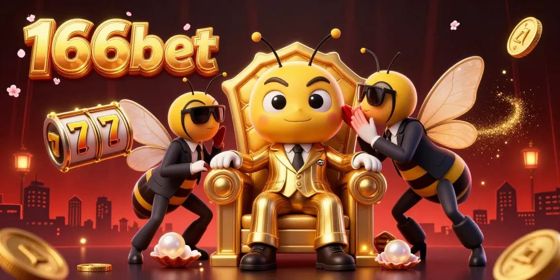Engage with thrilling moments at 166bet as a cartoon mob boss oversees a vibrant casino scene filled with games and riches.