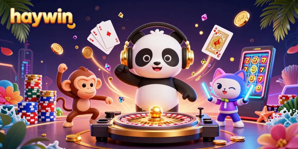 Trải nghiệm thú vị tại haywin với DJ gấu panda và các yếu tố casino hấp dẫn.