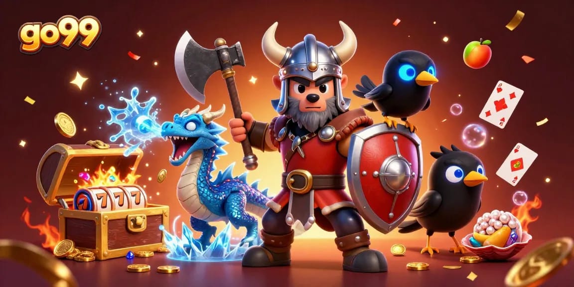 Experience the thrill of go99 with animated casino characters enjoying a vibrant gaming scene.