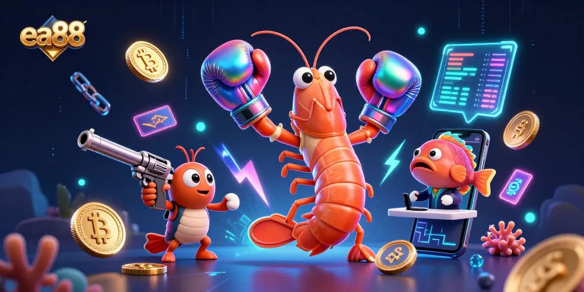 Experience thrilling gaming at ea88 with vibrant characters and dynamic crypto elements.