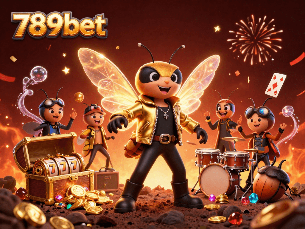 Experience the excitement of 789bet with a vibrant rock star scene featuring casino elements.