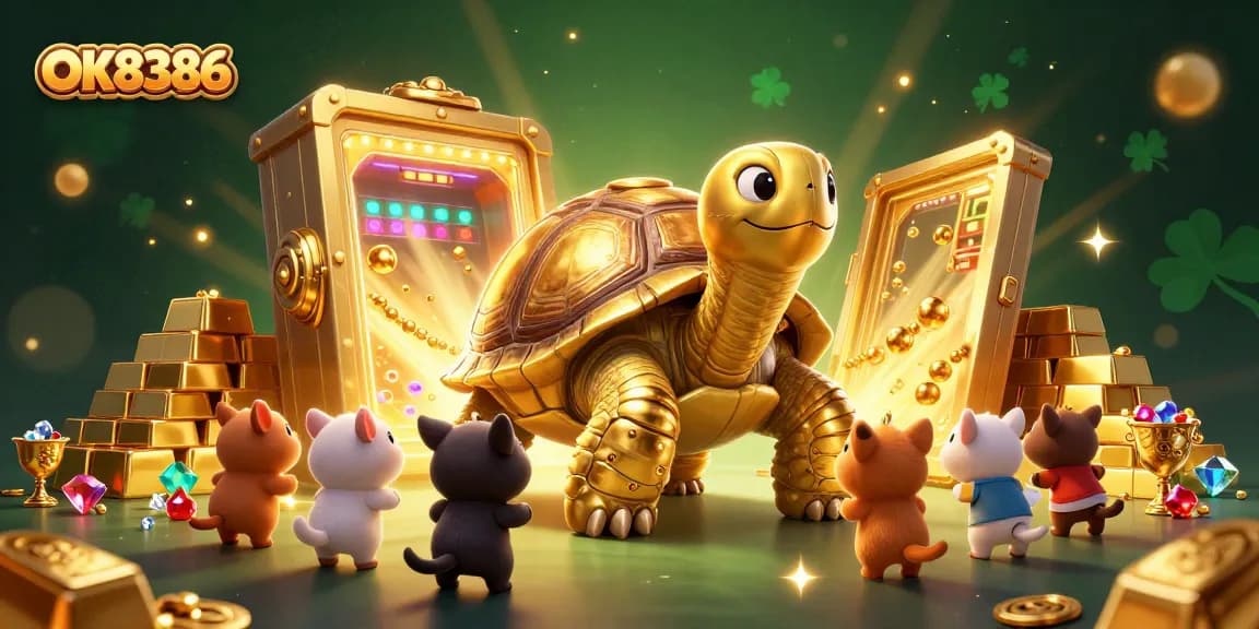 Engage with OK8386's thrilling games among a treasure trove of riches in this vibrant casino illustration.
