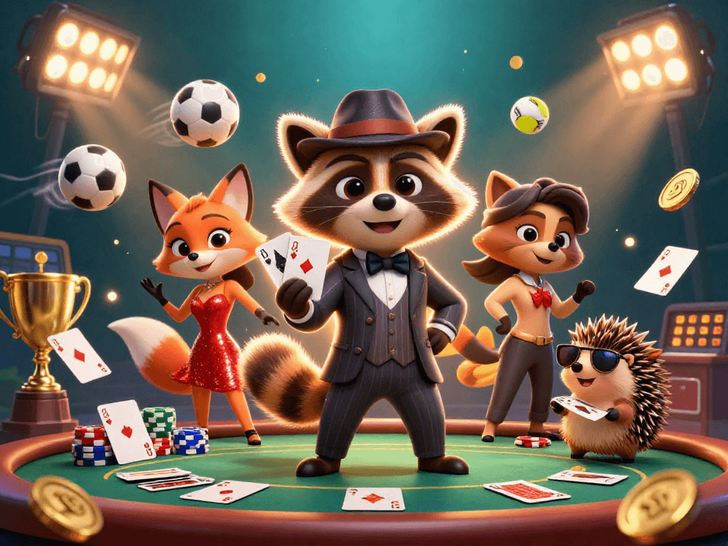 Experience thrilling wins at giaimanhacai with a suave raccoon, charming fox, and a trendy hedgehog.