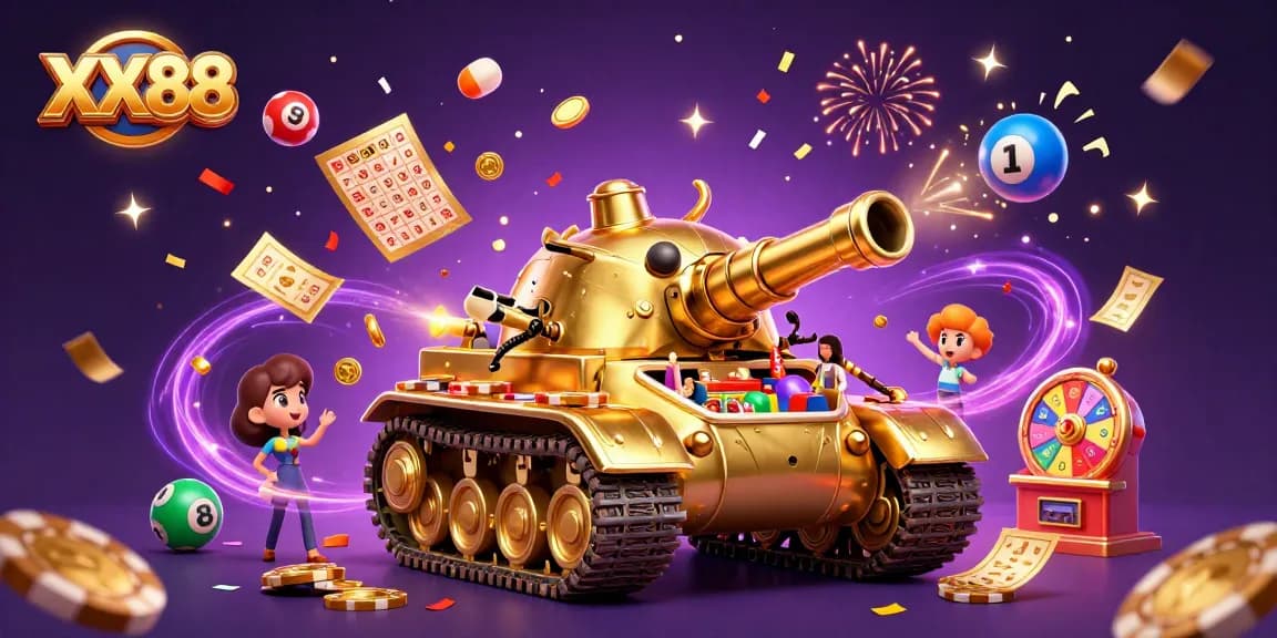 Engage with thrilling games at XX88's animated golden beetle tank casino.