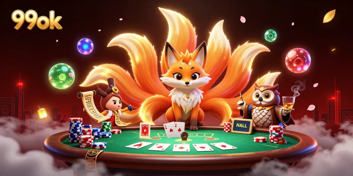 Players enjoy thrilling games at 99ok with vibrant characters and casino elements.