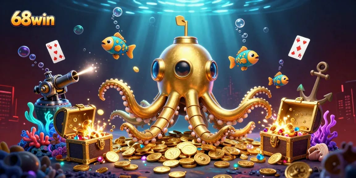Experience the thrilling adventures of 68win as you plunge into a vibrant underwater casino world filled with mechanical fish and treasures.