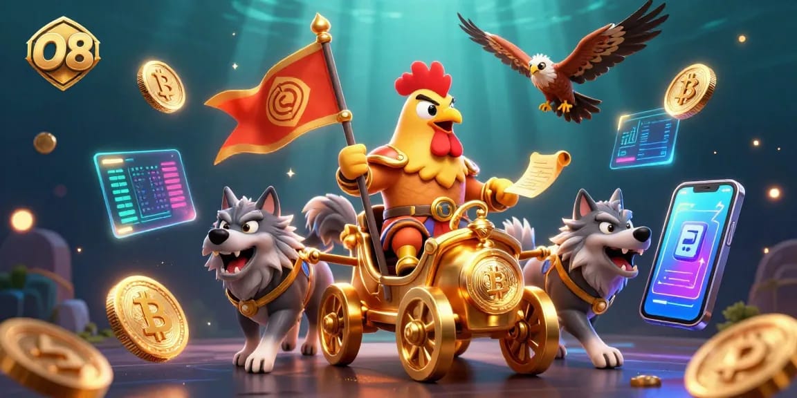 Secure your wins with O8 in a vibrant digital casino adventure showcasing dynamic gaming elements.
