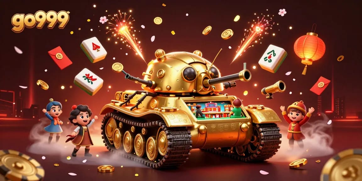 Engage in exciting gameplay at go999 with a rich scene of a golden beetle casino tank and vibrant decorations.