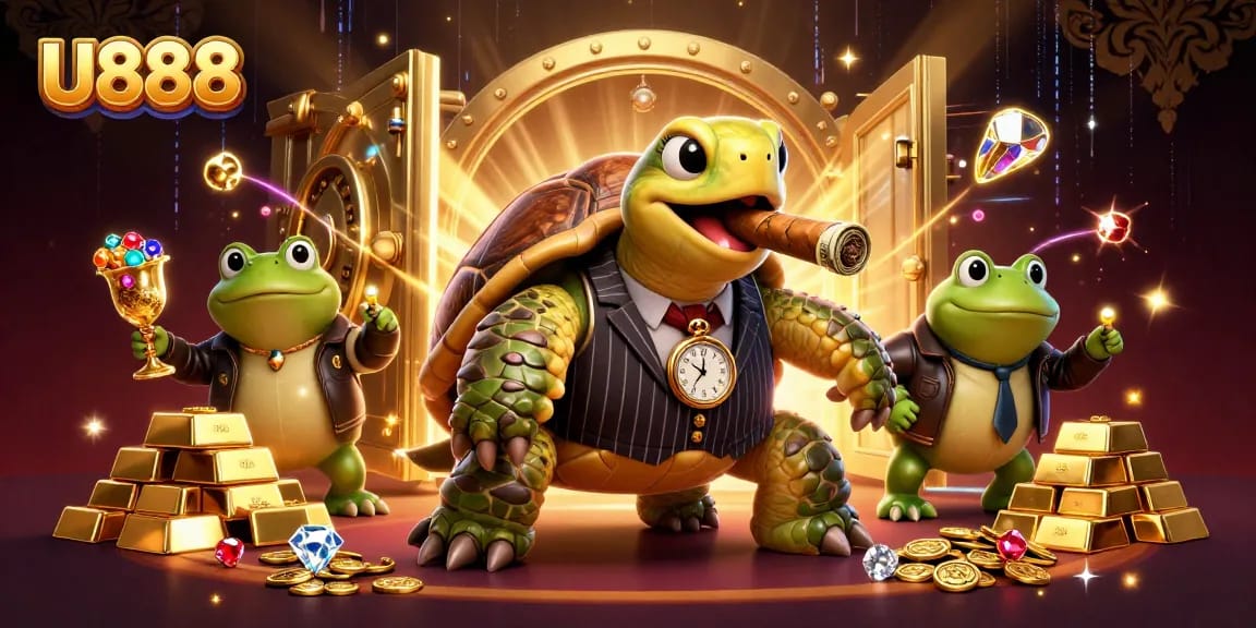 U888 captivates players in a vibrant casino scene with dynamic gaming elements.