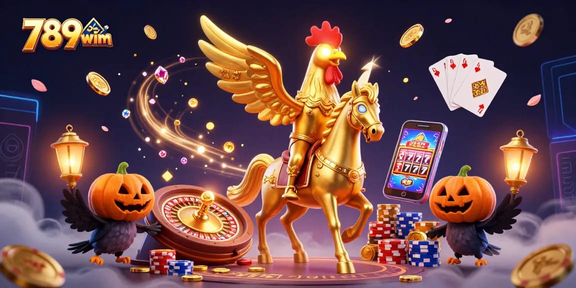 Experience thrilling gameplay with 789wim as a golden rooster rules the midnight casino.