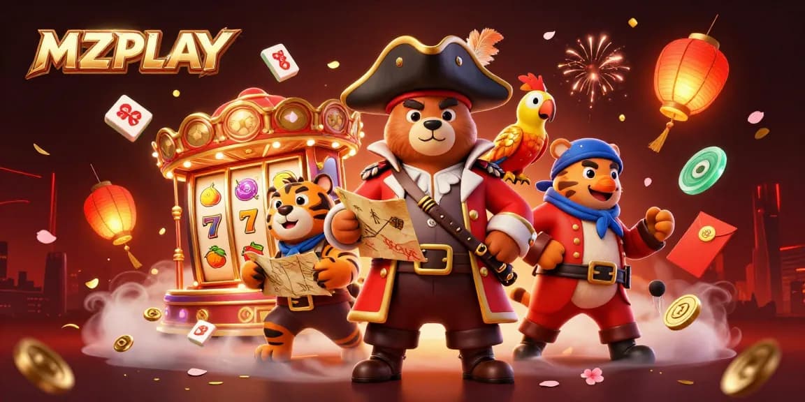 MZPLAY offers an exciting adventure with a pirate captain bear and friends amidst dynamic casino elements.