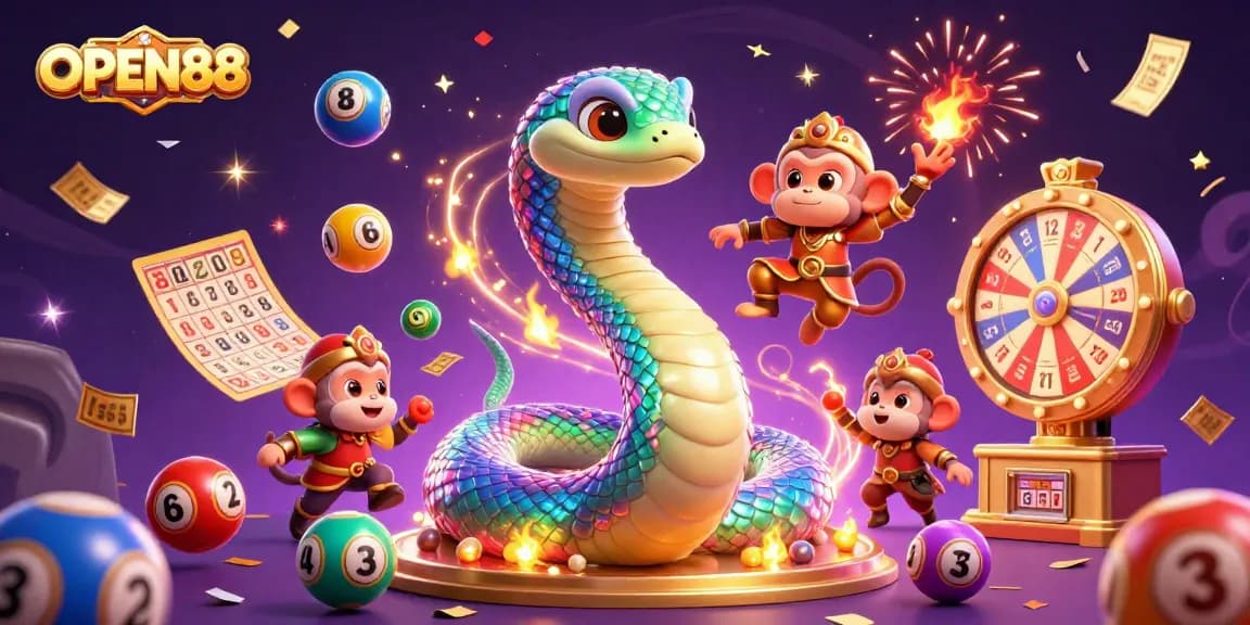 Engage in exciting gaming adventures at OPEN88 with vibrant lottery balls and festive elements.
