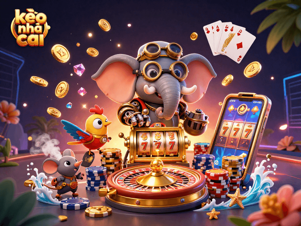 Engage with kèo nhà cái through this vibrant 3D casino scene filled with steampunk magic and excitement.