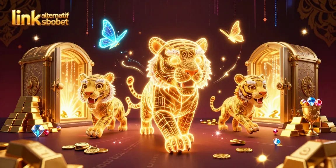 Bet on link alternatif sbobet with dynamic energy in a luxurious casino scene filled with treasures.