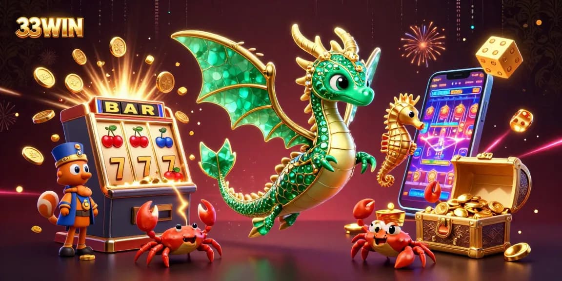 Experience thrilling gaming opportunities with 33WIN in a colorful and dynamic casino atmosphere.