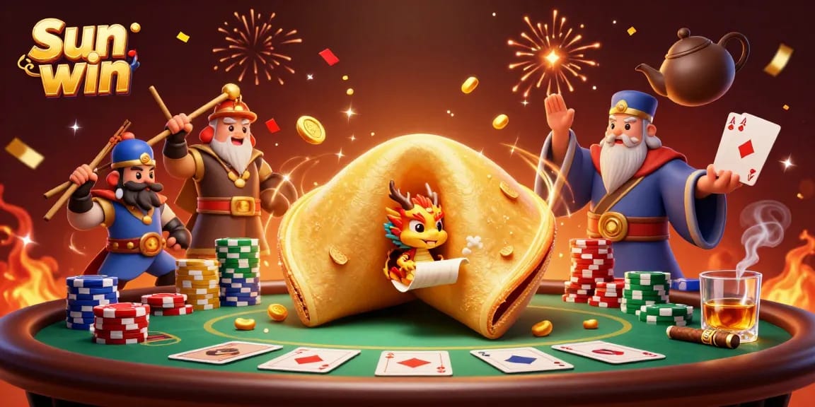 Experience thrilling action at Sun win with lavish poker elements and magical fortune symbols.