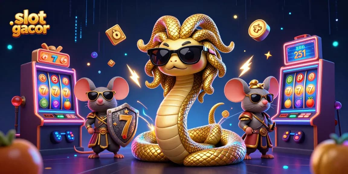 Spin the reels and win with slot gacor, a vibrant scene showcasing dynamic characters and casino elements.