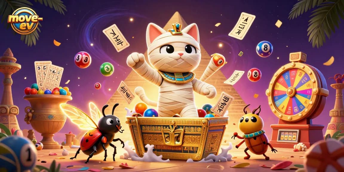 Play thrilling lottery games with move-ev, featuring vibrant 3D visuals and action-packed casino elements.