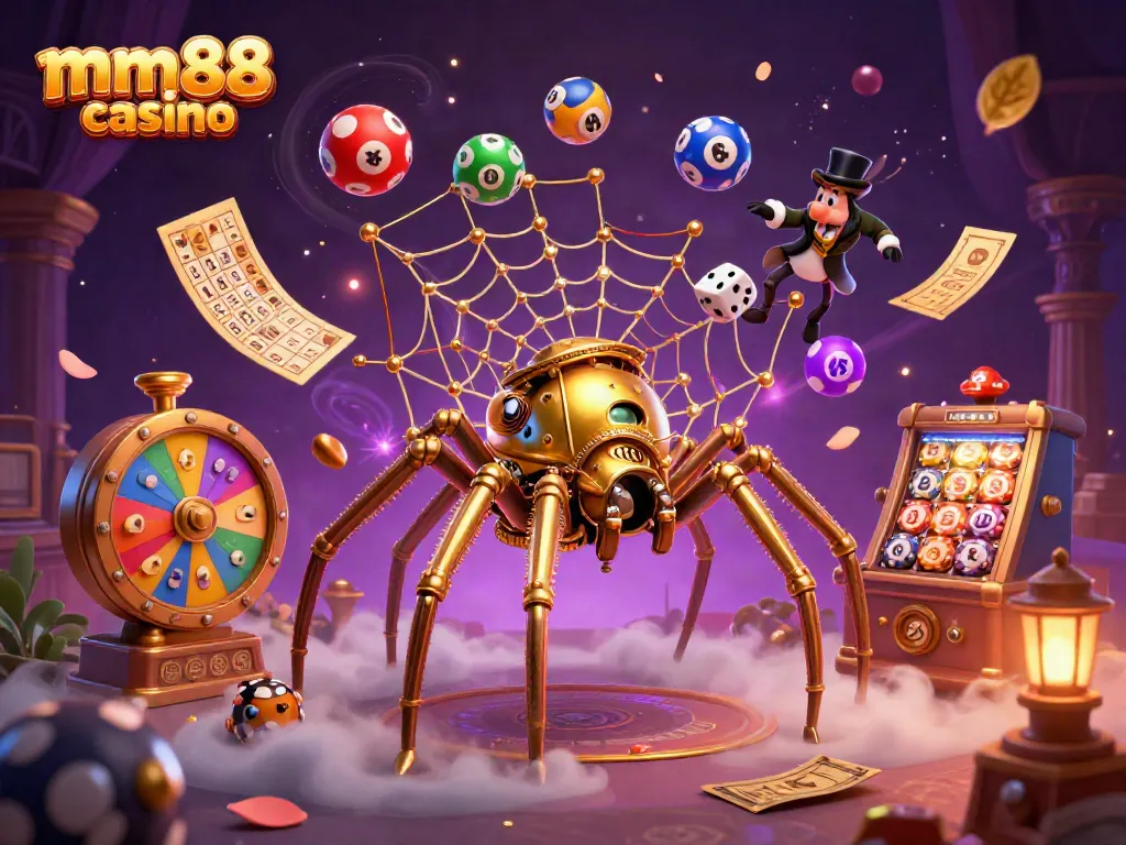 Engage in the thrill of mm88 casino with a captivating steampunk spider scene.