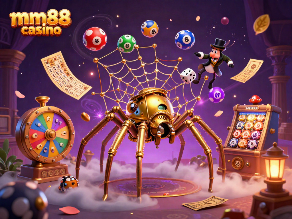 Engage in the thrill of mm88 casino with a captivating steampunk spider scene.