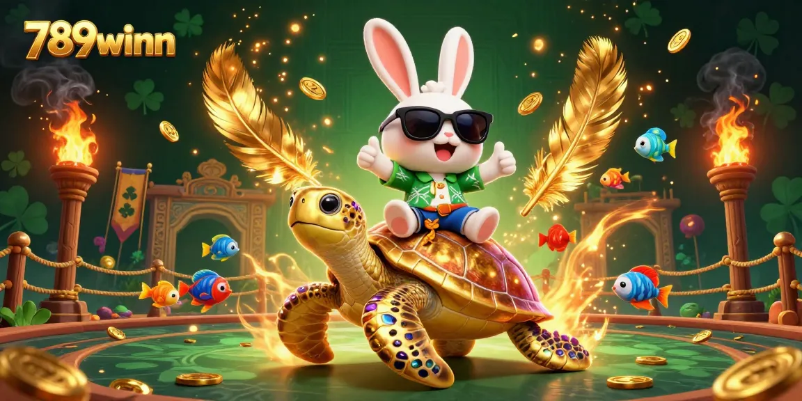 Play games and win big at 789winn with exciting visuals featuring a lucky rabbit and a golden turtle.