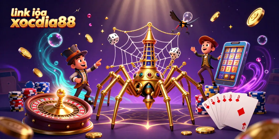 Experience thrilling games like xocdia88 with this vibrant casino illustration full of action.