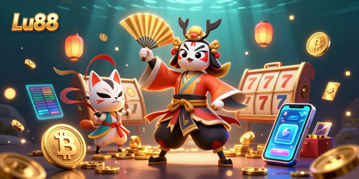 Lu88 offers an immersive casino experience with vibrant slot machines and lively characters.