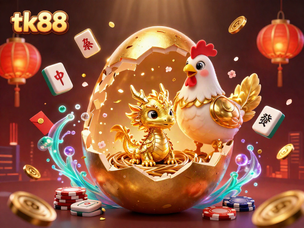 Experience thrilling games with tk88, featuring a dragon and poker chips in a vibrant casino scene.