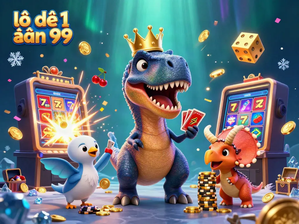 Engage in thrilling gameplay with lô đề 1 ăn 99, featuring fun characters and vibrant casino elements.