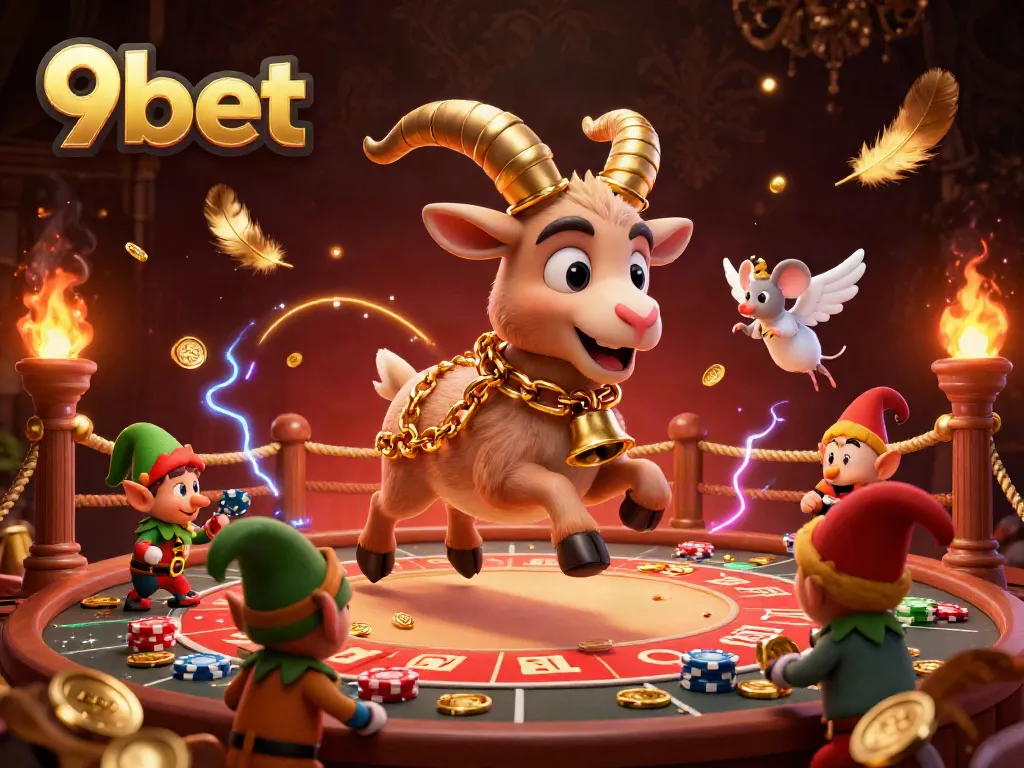Engage with thrilling 9bet casino excitement featuring Krampus and whimsical characters.