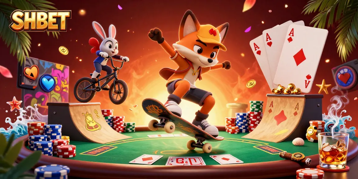 Engage in thrilling games at SHBET with an energetic casino scene packed with poker excitement.